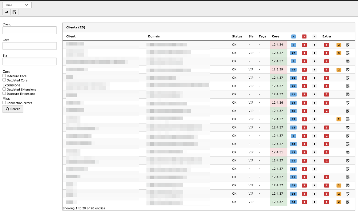 Liste aller TYPO3-Instanzen