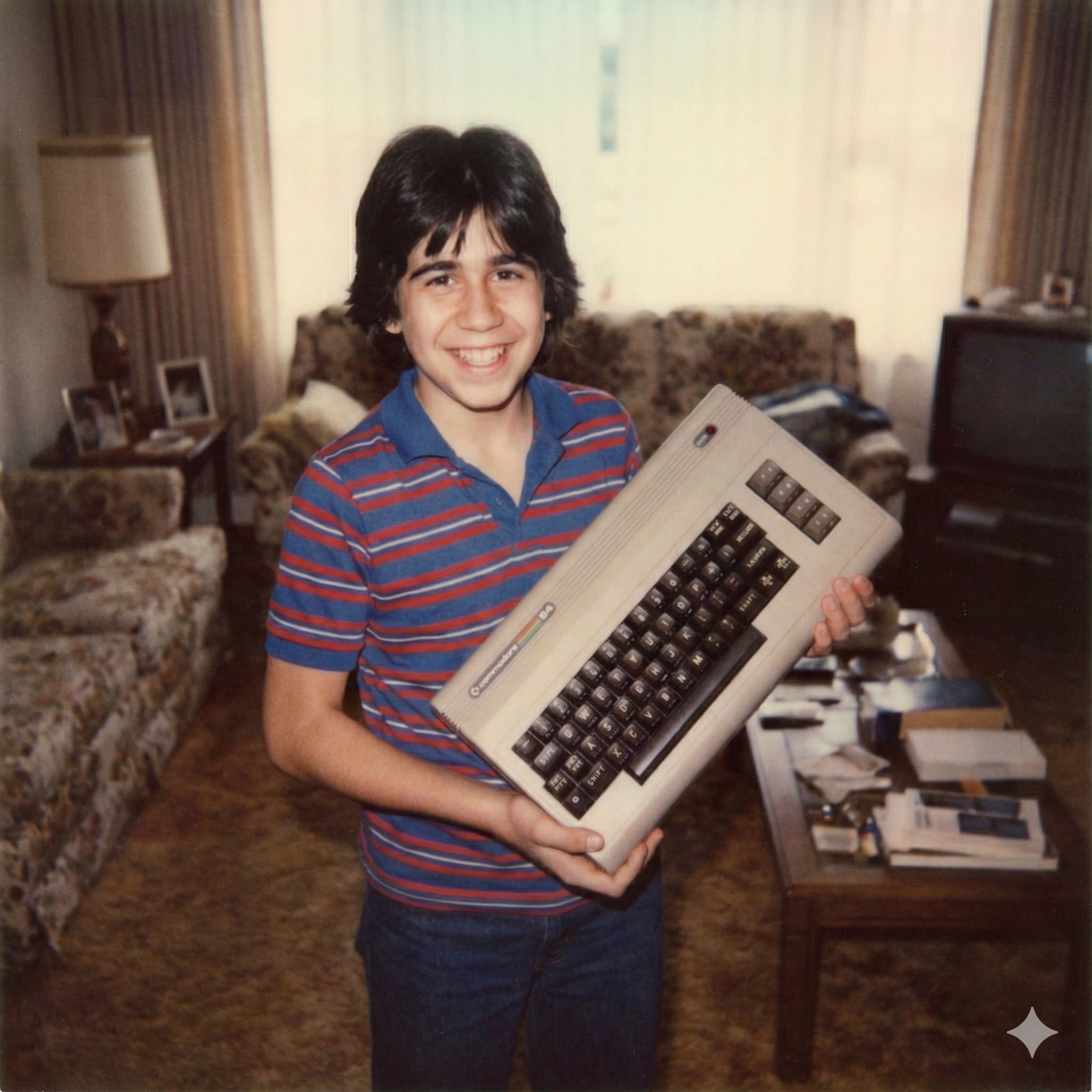 Curt at age 14 with Commodore 64