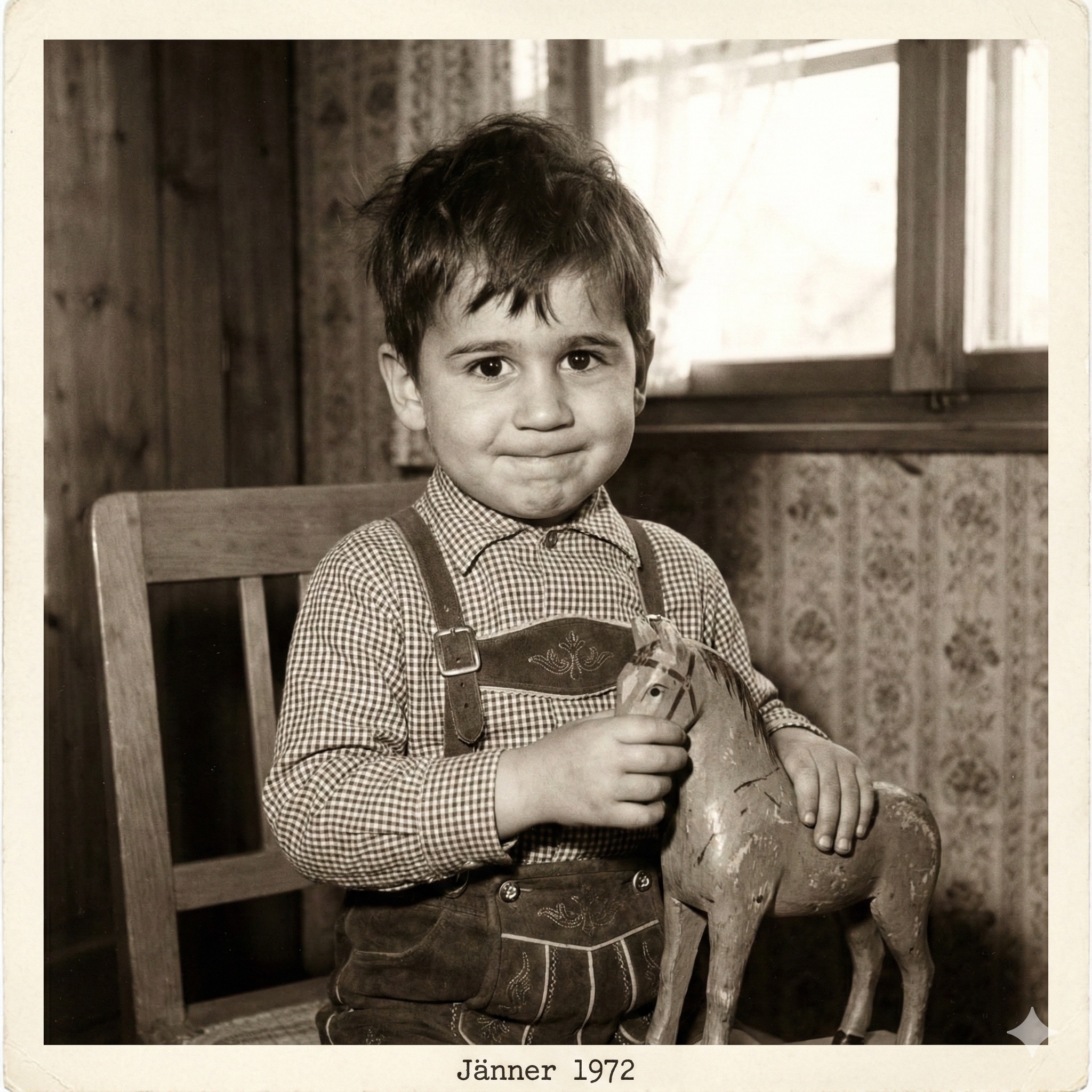 Curt at age 3 on wooden horse