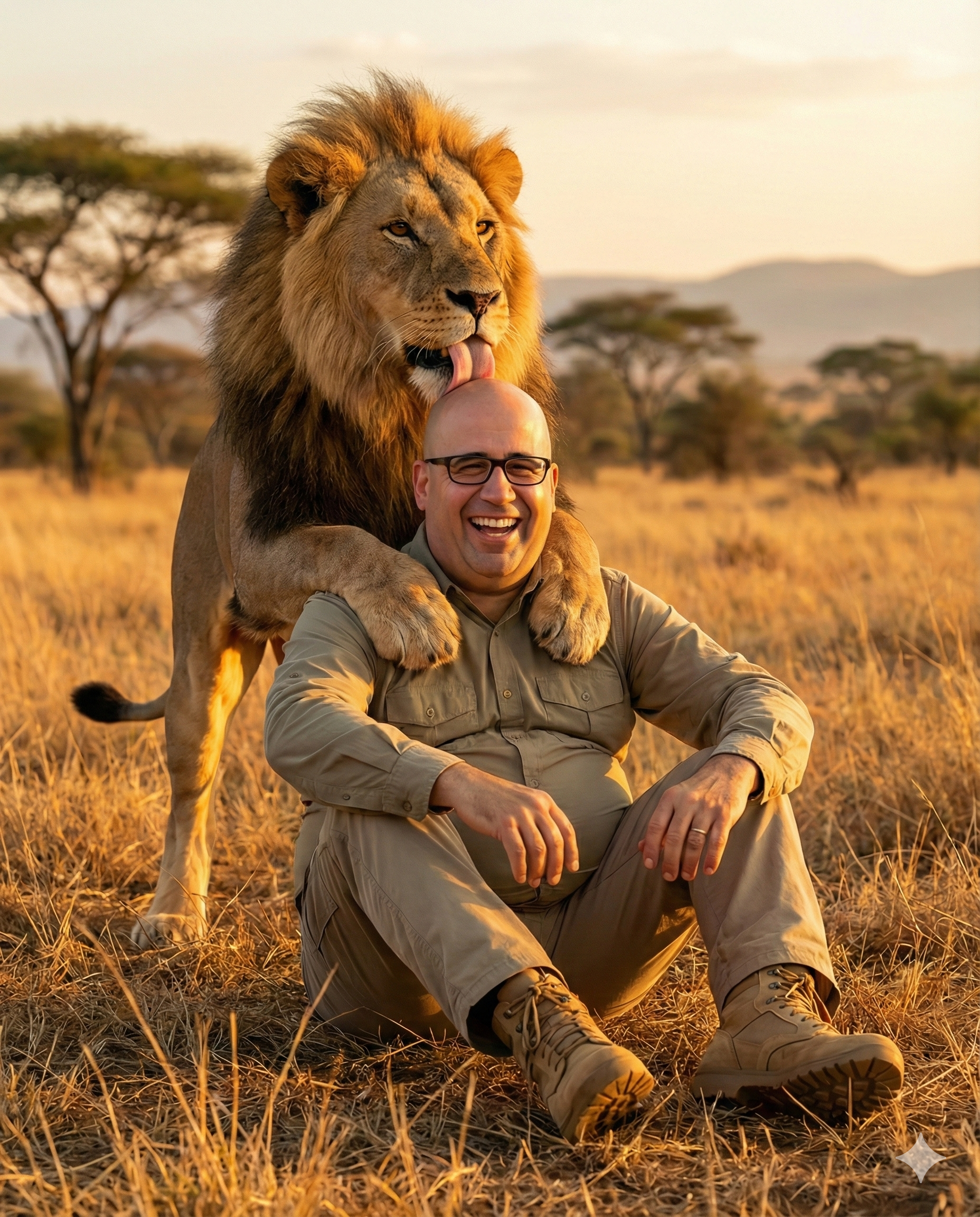 Curt on Safari with lion