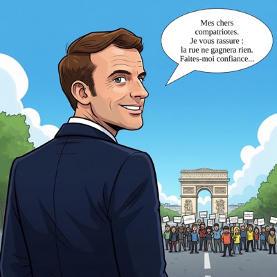 KI-generierte Macron Karikatur